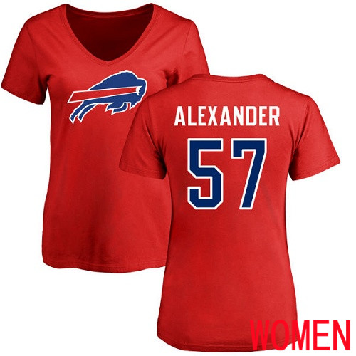 NFL Women Buffalo Bills #57 Lorenzo Alexander Red Name and Number Logo T Shirt